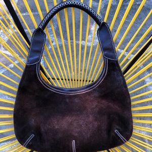 Brown suede Ferragamo shoulder bag